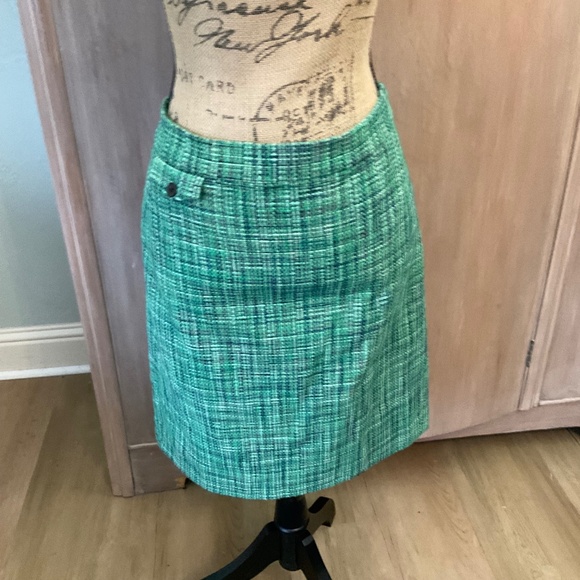 J. Crew No. 2 Pencil Skirt Green Tweed High Rise Knee Length Lined preppy pencil - Picture 3 of 16